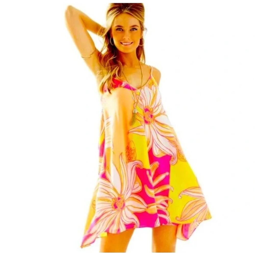 Nwt Lilly Pulitzer Clara Trapeze Slip Silk Dress Kir Royal Pink Just A Splash S